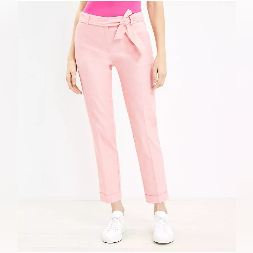NWT LOFT Devin Tie Waist Slim Pants in Twill